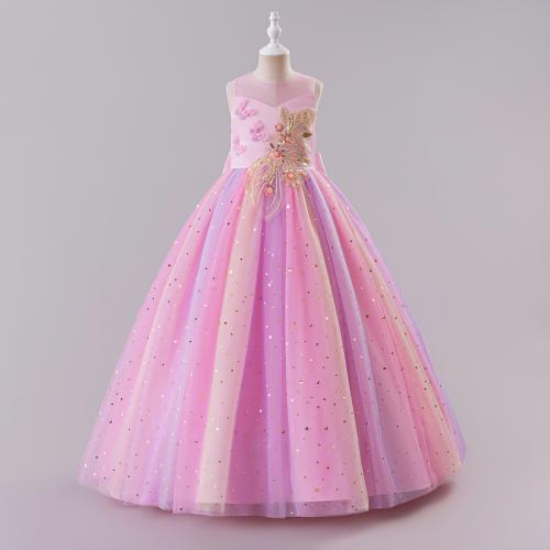 Paillettes & Gaze & Polyester Robe d’une seule pièce de fille plus de couleurs pour le choix pièce