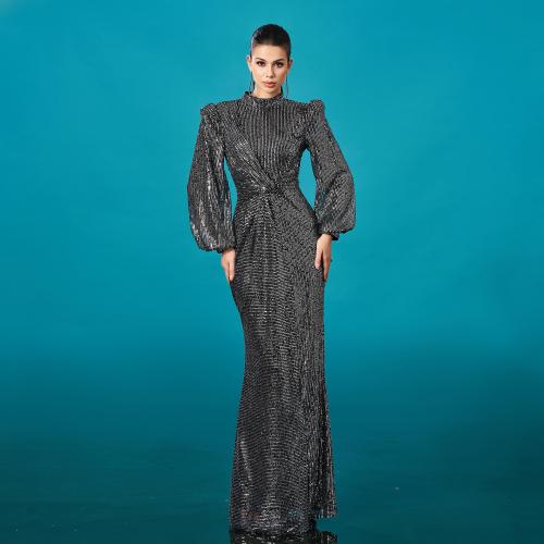 Polyester Mermaid Long Evening Dress Sequin black PC