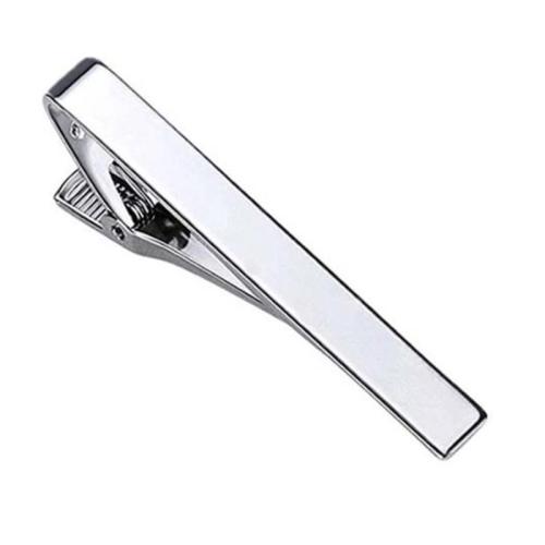 Silver color Brass Tie Clip Bar Necktie  Silver Mens Clasp Clamp 2.2 inch