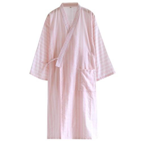 Cotton Women Robe & unisex & breathable patchwork striped PC