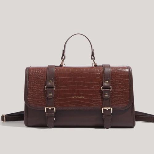 PU Leather Easy Matching Backpack large capacity brown PC