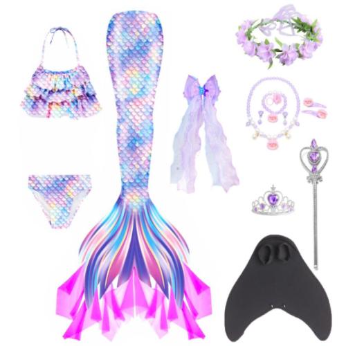Polyester Children Mermail Swimming Suit multi-colored Set