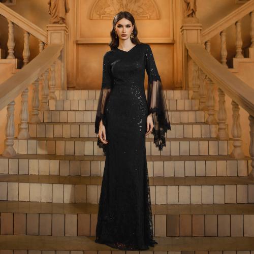 Polyester Mermaid Long Evening Dress Sequin black PC