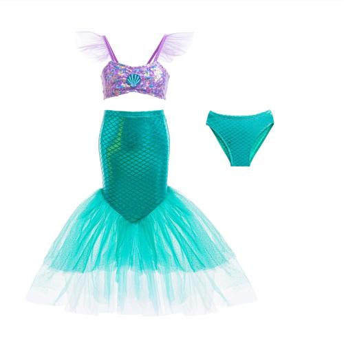 Polyester Children Mermail Swimming Suit & three piece patchwork PC