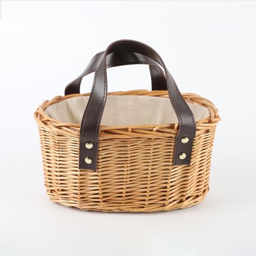 Willow & Leather & Cloth Storage Basket durable PC