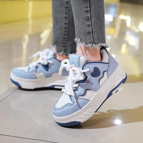 Microfiber Leather & EVA Silicone & Thermo Plastic Rubber Children Wheels Shoes hardwearing & anti-skidding & breathable Pair