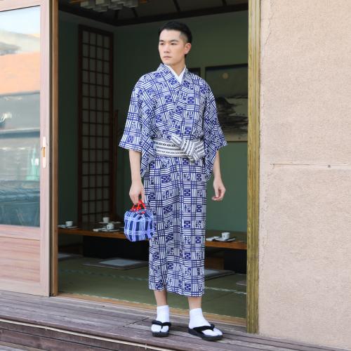 Polyester Men Summer Pajama Set loose Polyester printed PC
