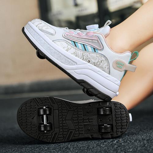 Cuero de microfibra & Tela de malla Niños Ruedas Zapatos, más colores para elegir,  Par