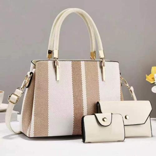 PU Leather Bag Suit contrast color & three piece Set