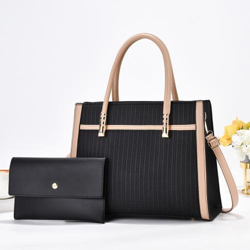 PU Leather Tote Bag Bag Suit contrast color Set