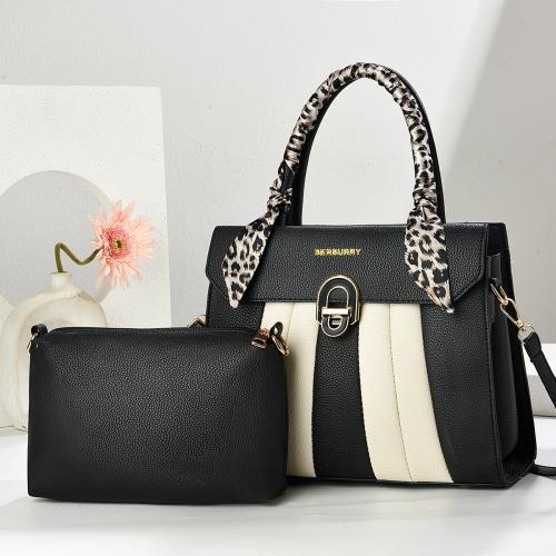 PU Leather with silk scarf & Easy Matching Bag Suit & two piece Colour Matching PC