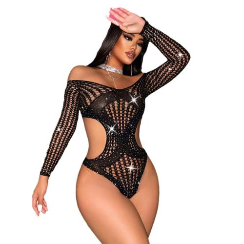 Nylon Sexy Teddy Noir pièce