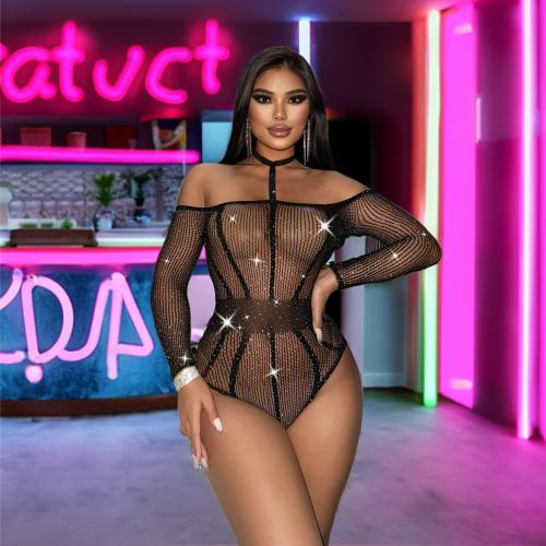 Nylon Sexy Teddy Noir pièce
