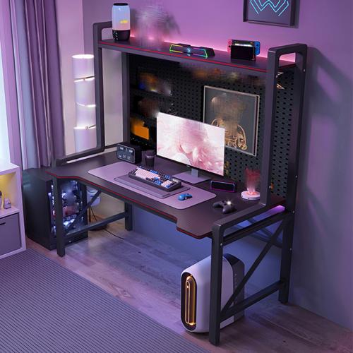 Medium Density Fiberboard & Carbon Steel Multifunction PC Desk durable black PC