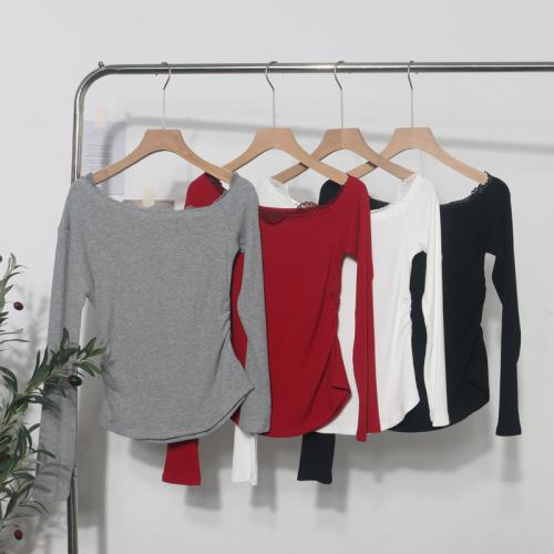 Cotton Slim Women Long Sleeve Blouses fake two piece PC