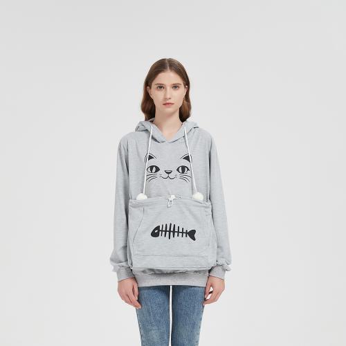 Polyester Women Sweatshirts & with pocket printed PC