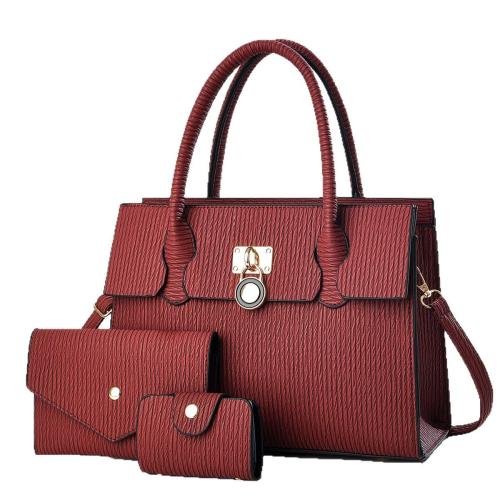 PU Leather Easy Matching Bag Suit Lightweight & three piece & waterproof striped Set