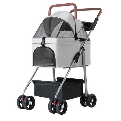 Carbon Steel & Oxford & Gauze foldable Pet stroller hardwearing & detachable PC