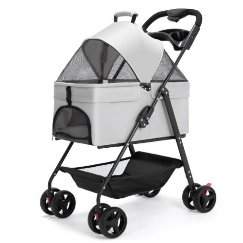 Carbon Steel & Oxford & Gauze foldable Pet stroller hardwearing & detachable Solid PC