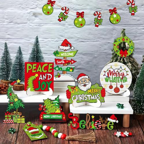 Wooden Christmas Decoration printed Set