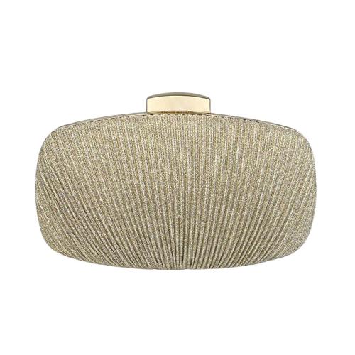 Glitter & Polyester Pleat & Easy Matching Clutch Bag with chain & Lightweight PC