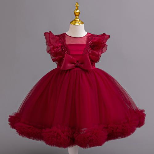 Gauze & Polyester Girl One-piece Dress Cute Sequin PC