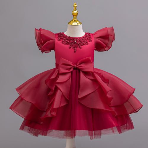 Gauze & Polyester Girl One-piece Dress Cute Sequin PC