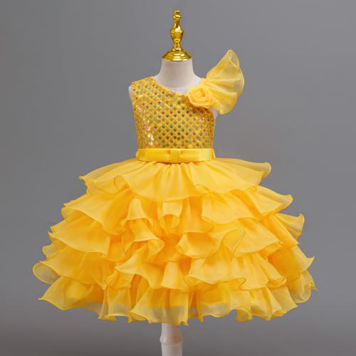 Gauze & Polyester Girl One-piece Dress Cute Sequin PC