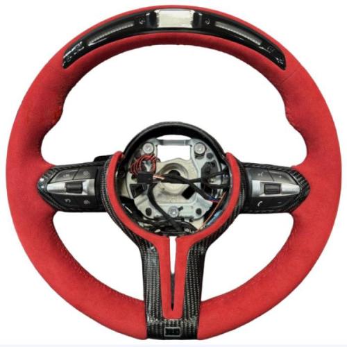Red Alcantara Steering Wheel Fits For BMW F30 F36 F20 F21 F22 F87 F80 F82 with LED
