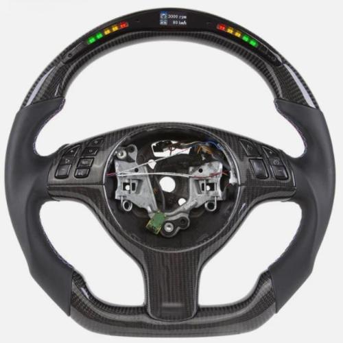 LED Carbon Fiber Steering Wheel for BMW E46 E82 E39 M3 with CF Trim Manual