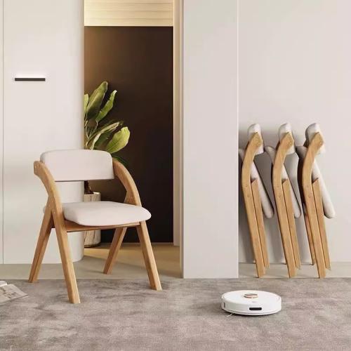 Sponge & Solid Wood & Cotton Linen Foldable Chair portable Solid PC