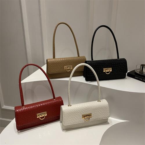 PU Leather Shoulder Bag sewing thread Stone Grain PC