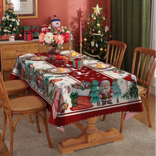 Polyester Antifouling & Waterproof Table Cloth dustproof & christmas design printed PC