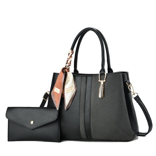 PU Leather Bag Suit contrast color & two piece Set