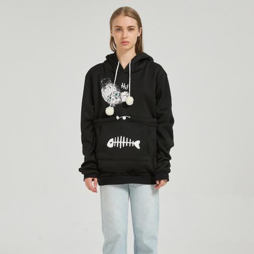 Mixed Fabric & Cotton Kangaroo Pouch Sweatshirts & with pocket printed Cats PC