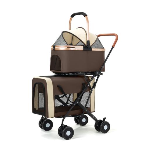 Cloth & Metal Pet stroller portable & double layer & detachable & breathable PC