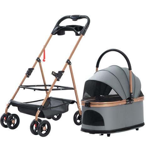 Carbon Steel & Aluminium Alloy & Oxford & Linen & Mesh Fabric foldable Pet stroller portable & detachable PC