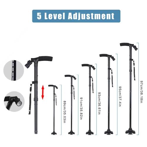  New Folding Walking Cane with LED Light Adjustable Walking Stick with Carrying 