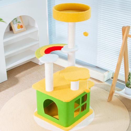 Sisal Hemp & Medium Density Fiberboard & Felt Multifunction Cat Climbing Frame hardwearing mixed colors PC
