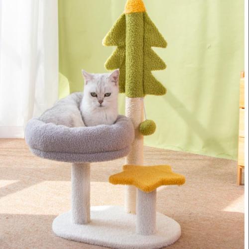 Sisal Hemp & Medium Density Fiberboard & Underfur Multifunction Cat Climbing Frame hardwearing mixed colors PC
