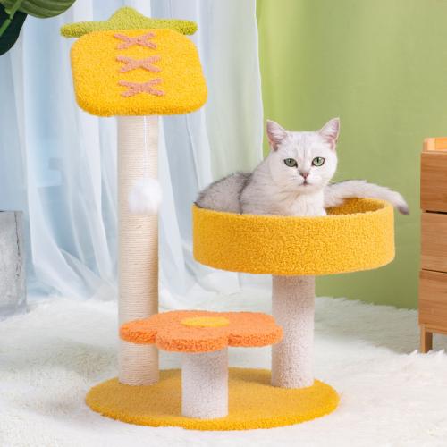 Sisal Hemp & Medium Density Fiberboard & Underfur Multifunction Cat Climbing Frame hardwearing mixed colors PC