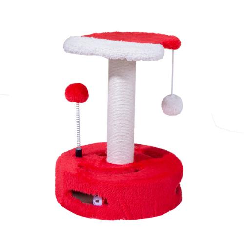 Sisal Hemp & Medium Density Fiberboard & Plush Multifunction Cat Climbing Frame hardwearing red PC