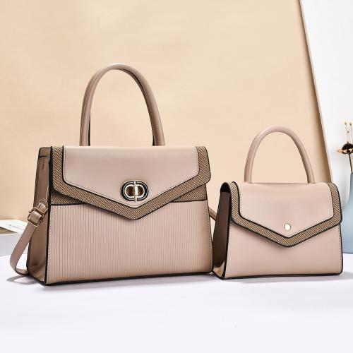 PU Leather Bag Suit contrast color & two piece Set
