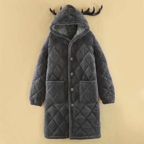 Flannel & Polyester Men Robe thicken & thermal Solid PC