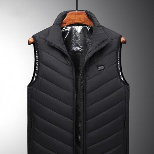 Polyamide & Polyester Slim & windproof Electric Warming Vest & thermal Solid black PC