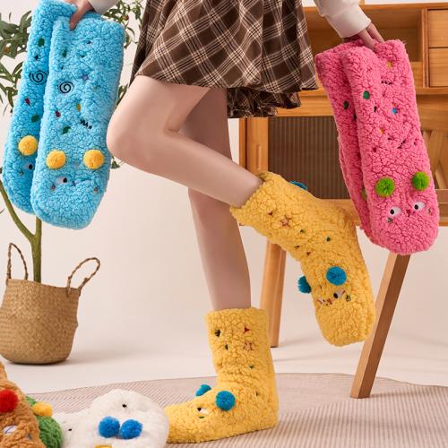 Polyester Women Floor Socks thicken & thermal Cartoon Pair