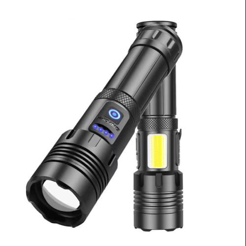 Strong light flashlight USB charging COB red light side light flashlight