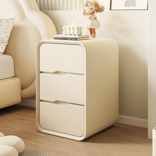 Microfiber Leather & Solid Wood triple layer Bedside Cabinet Solid PC