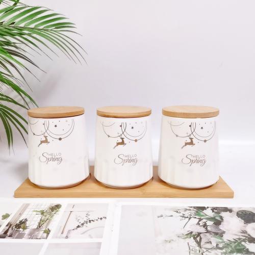 Ceramics Tea Caddies for storage & tight seal Set