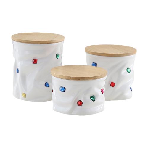 Ceramics & Solid Wood dampproof Storage Jar for storage & tight seal & dustproof PC